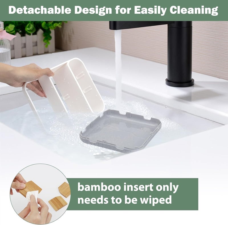 Chintu Bathroom Toothbrush Holders for Countertop - Electric Toothbrush Organizer 6 Slots Tooth Brush Organization for Kids Family, Toothpaste Holder for Bathroom Vanity Organizer Storage White - Image 3